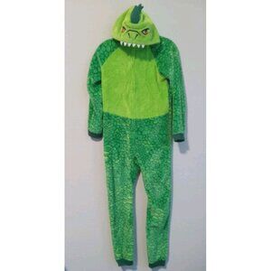 Saint Eve Halloween Costume T-Rex Hooded 1 piece Pajama Green Plush Boy 10-12